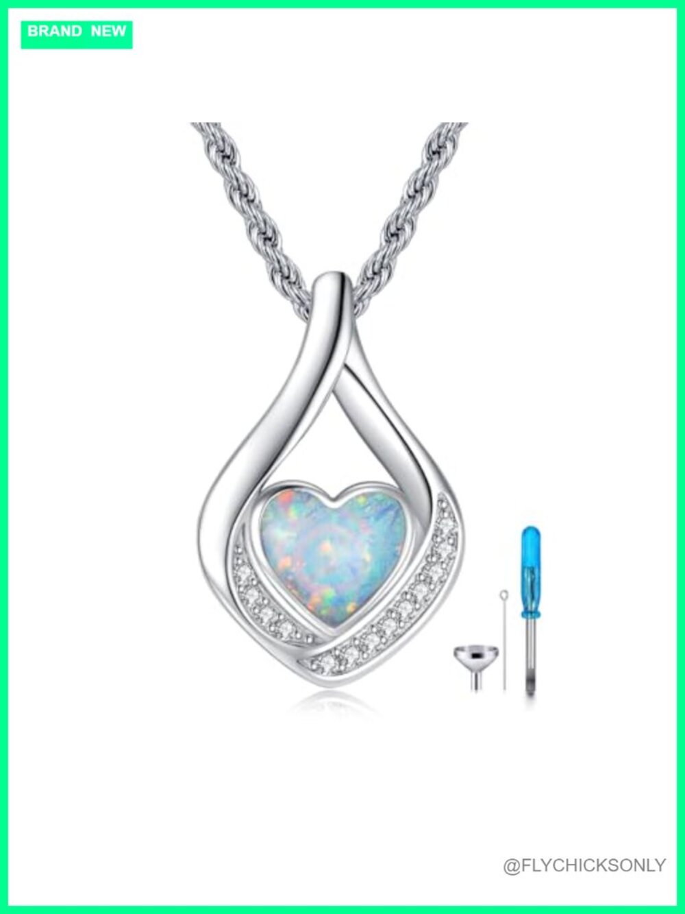 925 Sterling Silver Opal Urn Necklace Teardrop Cremation Jewelry for Ashes